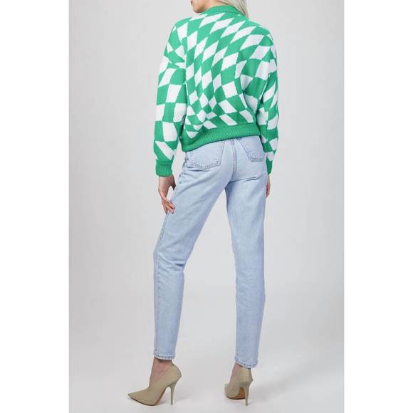 NEW LISA SAYS GAH emma sweater in green/white - Picture 3 of 5